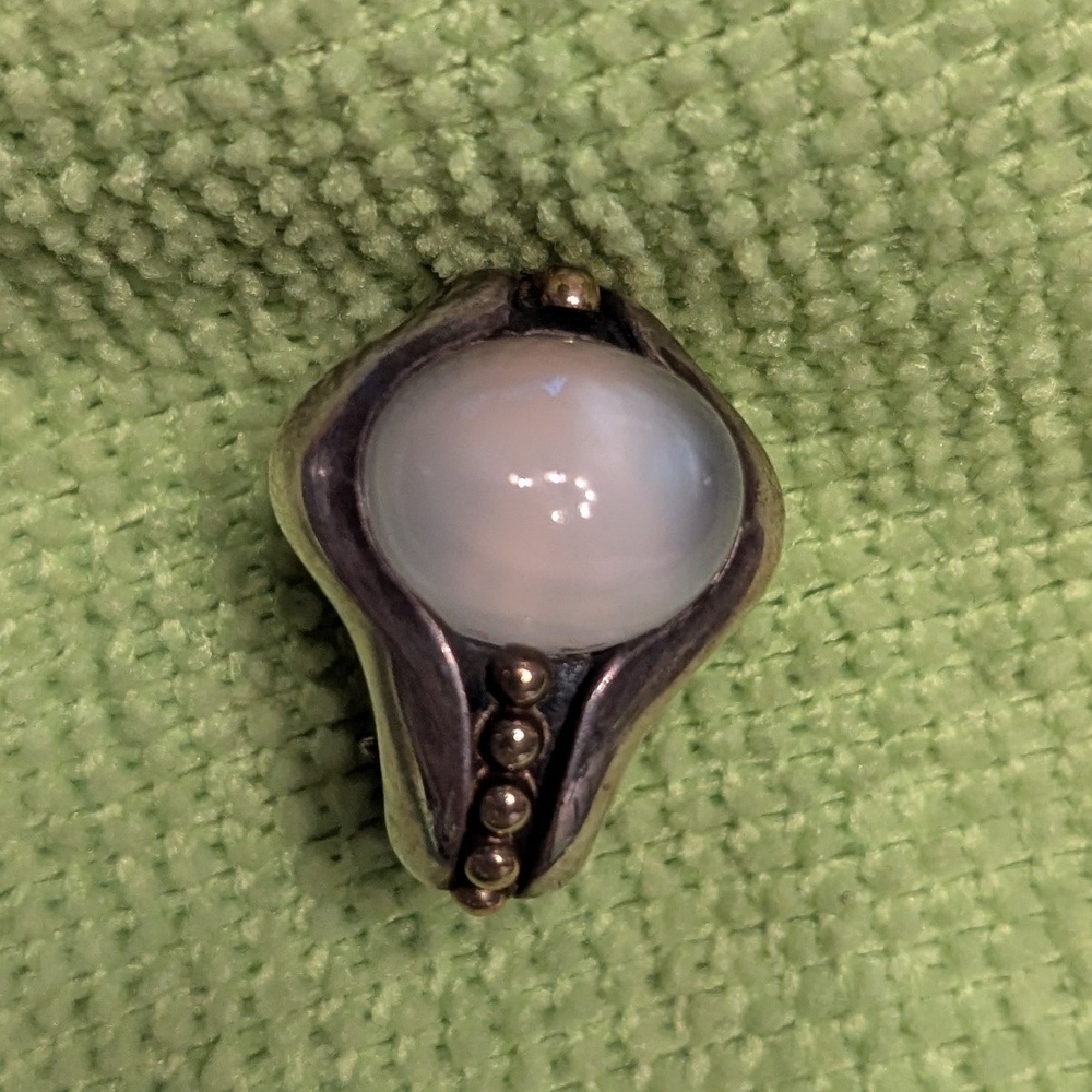 Lagos Silver and Gold White Moonstone (Single) Earring